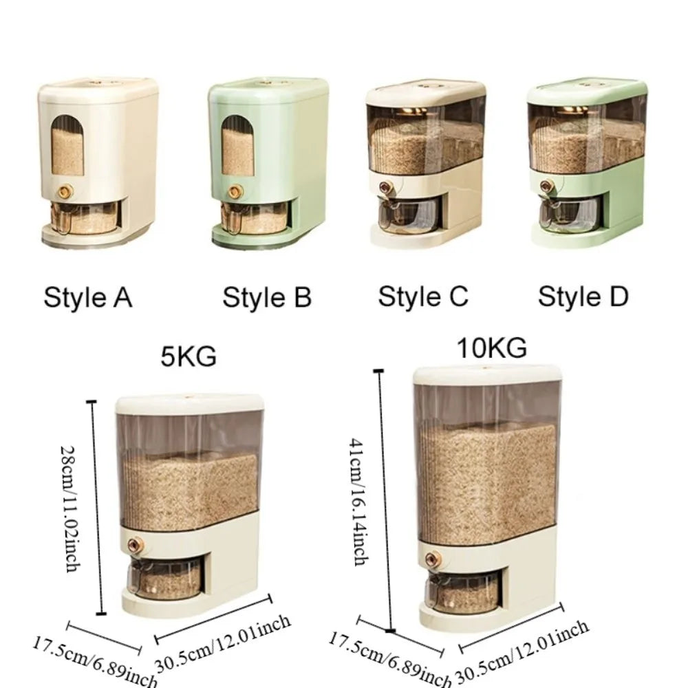 5/10kg Rice Dispenser Moisture Proof Sealed Rice Storage Container Insect-proof Large Capacity Beans Storage Bin Kitchen