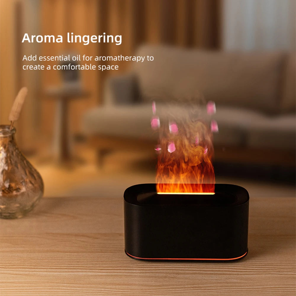 Flame Essential Oil Diffuser, Colorful Flame Diffuser Humidifier, 7 Colour Lights Noiseless Essential Oil Diffuser with Auto Off